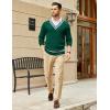 imageCOOFANDY Mens V Neck Sweater Long Sleeve Cable Knit Sweater Fall Winter Pullover Slim Fit Stretchy Fabric Preppy StyleChristmas Green