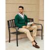 imageCOOFANDY Mens V Neck Sweater Long Sleeve Cable Knit Sweater Fall Winter Pullover Slim Fit Stretchy Fabric Preppy StyleChristmas Green