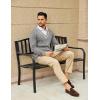 imageCOOFANDY Mens V Neck Sweater Long Sleeve Cable Knit Sweater Fall Winter Pullover Slim Fit Stretchy Fabric Preppy StyleGrey