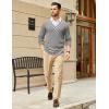 imageCOOFANDY Mens V Neck Sweater Long Sleeve Cable Knit Sweater Fall Winter Pullover Slim Fit Stretchy Fabric Preppy StyleGrey