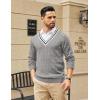 imageCOOFANDY Mens V Neck Sweater Long Sleeve Cable Knit Sweater Fall Winter Pullover Slim Fit Stretchy Fabric Preppy StyleGrey