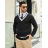 imageCOOFANDY Mens V Neck Sweater Long Sleeve Cable Knit Sweater Fall Winter Pullover Slim Fit Stretchy Fabric Preppy StyleInk Black