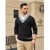 imageCOOFANDY Mens V Neck Sweater Long Sleeve Cable Knit Sweater Fall Winter Pullover Slim Fit Stretchy Fabric Preppy StyleInk Black