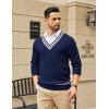 imageCOOFANDY Mens V Neck Sweater Long Sleeve Cable Knit Sweater Fall Winter Pullover Slim Fit Stretchy Fabric Preppy StyleNavy Blue