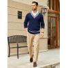 imageCOOFANDY Mens V Neck Sweater Long Sleeve Cable Knit Sweater Fall Winter Pullover Slim Fit Stretchy Fabric Preppy StyleNavy Blue