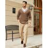imageCOOFANDY Mens V Neck Sweater Long Sleeve Cable Knit Sweater Fall Winter Pullover Slim Fit Stretchy Fabric Preppy StyleOak Brown