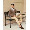 imageCOOFANDY Mens V Neck Sweater Long Sleeve Cable Knit Sweater Fall Winter Pullover Slim Fit Stretchy Fabric Preppy StyleOak Brown