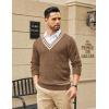 imageCOOFANDY Mens V Neck Sweater Long Sleeve Cable Knit Sweater Fall Winter Pullover Slim Fit Stretchy Fabric Preppy StyleOak Brown