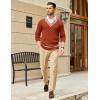 imageCOOFANDY Mens V Neck Sweater Long Sleeve Cable Knit Sweater Fall Winter Pullover Slim Fit Stretchy Fabric Preppy StylePumpkin