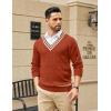 imageCOOFANDY Mens V Neck Sweater Long Sleeve Cable Knit Sweater Fall Winter Pullover Slim Fit Stretchy Fabric Preppy StylePumpkin