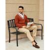 imageCOOFANDY Mens V Neck Sweater Long Sleeve Cable Knit Sweater Fall Winter Pullover Slim Fit Stretchy Fabric Preppy StylePumpkin