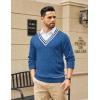imageCOOFANDY Mens V Neck Sweater Long Sleeve Cable Knit Sweater Fall Winter Pullover Slim Fit Stretchy Fabric Preppy StyleSky Blue
