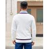 imageCOOFANDY Mens V Neck Sweater Long Sleeve Cable Knit Sweater Fall Winter Pullover Slim Fit Stretchy Fabric Preppy StyleWhite