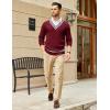 imageCOOFANDY Mens V Neck Sweater Long Sleeve Cable Knit Sweater Fall Winter Pullover Slim Fit Stretchy Fabric Preppy StyleWine Red