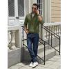 imageCOOFANDY Quarter Zip Pullover Men Slim Fit Stretchy Ribbed 14 Zip Sweaters Business Casual SweaterArmy Green