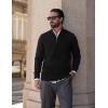 imageCOOFANDY Quarter Zip Pullover Men Slim Fit Stretchy Ribbed 14 Zip Sweaters Business Casual SweaterBlack