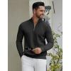 imageCOOFANDY Quarter Zip Pullover Men Slim Fit Stretchy Ribbed 14 Zip Sweaters Business Casual SweaterBlack