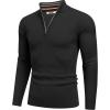 imageCOOFANDY Quarter Zip Pullover Men Slim Fit Stretchy Ribbed 14 Zip Sweaters Business Casual SweaterBlack