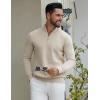 imageCOOFANDY Quarter Zip Pullover Men Slim Fit Stretchy Ribbed 14 Zip Sweaters Business Casual SweaterChampagne