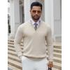 imageCOOFANDY Quarter Zip Pullover Men Slim Fit Stretchy Ribbed 14 Zip Sweaters Business Casual SweaterChampagne