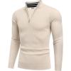 imageCOOFANDY Quarter Zip Pullover Men Slim Fit Stretchy Ribbed 14 Zip Sweaters Business Casual SweaterChampagne