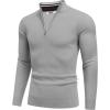 imageCOOFANDY Quarter Zip Pullover Men Slim Fit Stretchy Ribbed 14 Zip Sweaters Business Casual SweaterGrey