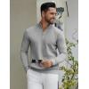 imageCOOFANDY Quarter Zip Pullover Men Slim Fit Stretchy Ribbed 14 Zip Sweaters Business Casual SweaterGrey