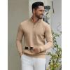 imageCOOFANDY Quarter Zip Pullover Men Slim Fit Stretchy Ribbed 14 Zip Sweaters Business Casual SweaterKhaki