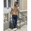 imageCOOFANDY Quarter Zip Pullover Men Slim Fit Stretchy Ribbed 14 Zip Sweaters Business Casual SweaterKhaki