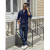imageCOOFANDY Quarter Zip Pullover Men Slim Fit Stretchy Ribbed 14 Zip Sweaters Business Casual SweaterNavy Blue
