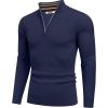 imageCOOFANDY Quarter Zip Pullover Men Slim Fit Stretchy Ribbed 14 Zip Sweaters Business Casual SweaterNavy Blue