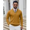 imageCOOFANDY Quarter Zip Pullover Men Slim Fit Stretchy Ribbed 14 Zip Sweaters Business Casual SweaterTurmeric