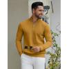 imageCOOFANDY Quarter Zip Pullover Men Slim Fit Stretchy Ribbed 14 Zip Sweaters Business Casual SweaterTurmeric