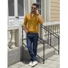 imageCOOFANDY Quarter Zip Pullover Men Slim Fit Stretchy Ribbed 14 Zip Sweaters Business Casual SweaterTurmeric