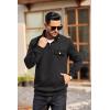 imageCOOFANDY Quilted Sweatshirts for Men Quarter Button Pullover Sweatshirt Stand Collar Outdoor Polo with PocketsAll Black