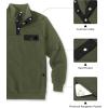 imageCOOFANDY Quilted Sweatshirts for Men Quarter Button Pullover Sweatshirt Stand Collar Outdoor Polo with PocketsArmy Green