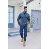 imageCOOFANDY Quilted Sweatshirts for Men Quarter Button Pullover Sweatshirt Stand Collar Outdoor Polo with PocketsBlue