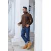 imageCOOFANDY Quilted Sweatshirts for Men Quarter Button Pullover Sweatshirt Stand Collar Outdoor Polo with PocketsBrowm