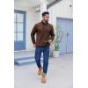 imageCOOFANDY Quilted Sweatshirts for Men Quarter Button Pullover Sweatshirt Stand Collar Outdoor Polo with PocketsBrowm