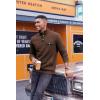 imageCOOFANDY Quilted Sweatshirts for Men Quarter Button Pullover Sweatshirt Stand Collar Outdoor Polo with PocketsBrowm