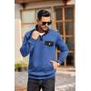 imageCOOFANDY Quilted Sweatshirts for Men Quarter Button Pullover Sweatshirt Stand Collar Outdoor Polo with PocketsEstate Blue