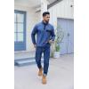 imageCOOFANDY Quilted Sweatshirts for Men Quarter Button Pullover Sweatshirt Stand Collar Outdoor Polo with PocketsEstate Blue