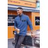 imageCOOFANDY Quilted Sweatshirts for Men Quarter Button Pullover Sweatshirt Stand Collar Outdoor Polo with PocketsEstate Blue