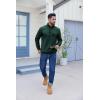 imageCOOFANDY Quilted Sweatshirts for Men Quarter Button Pullover Sweatshirt Stand Collar Outdoor Polo with PocketsGreen
