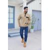 imageCOOFANDY Quilted Sweatshirts for Men Quarter Button Pullover Sweatshirt Stand Collar Outdoor Polo with PocketsKhaki