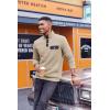 imageCOOFANDY Quilted Sweatshirts for Men Quarter Button Pullover Sweatshirt Stand Collar Outdoor Polo with PocketsKhaki