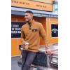 imageCOOFANDY Quilted Sweatshirts for Men Quarter Button Pullover Sweatshirt Stand Collar Outdoor Polo with PocketsLight Brown