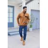 imageCOOFANDY Quilted Sweatshirts for Men Quarter Button Pullover Sweatshirt Stand Collar Outdoor Polo with PocketsLight Brown