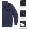 imageCOOFANDY Quilted Sweatshirts for Men Quarter Button Pullover Sweatshirt Stand Collar Outdoor Polo with PocketsNavy Blue