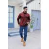 imageCOOFANDY Quilted Sweatshirts for Men Quarter Button Pullover Sweatshirt Stand Collar Outdoor Polo with PocketsRed